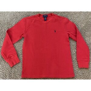 Polo Ralph Lauren Youth Boys Size L (14-16) Waffle Knit Red Shirt‎ Crewneck